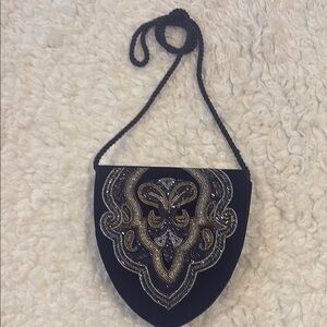 Embellished Black Velvet Pouch